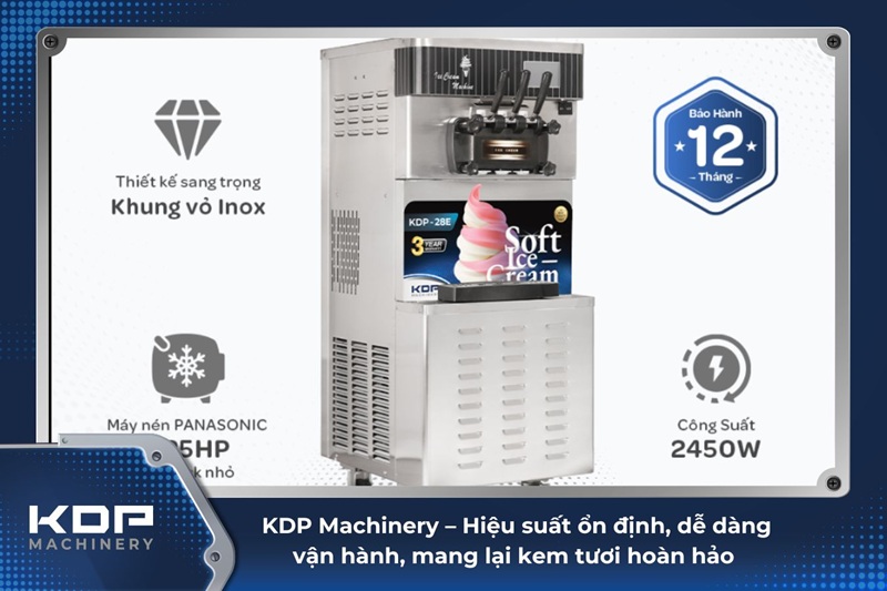 Máy làm kem tươi KDP Machinery – Công nghệ tiên tiến, cho kem mịn màng, đồng đều và nhanh chóng.