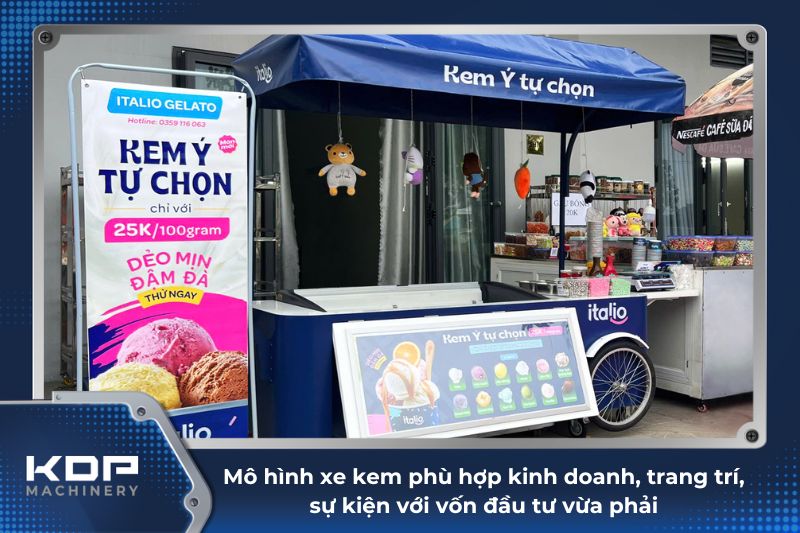 Mô hình xe kem di động phù hợp kinh doanh, trang trí, sự kiện ngoài trời